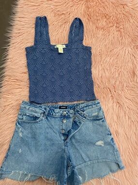 Express Blue Denim Cutoff Shorts